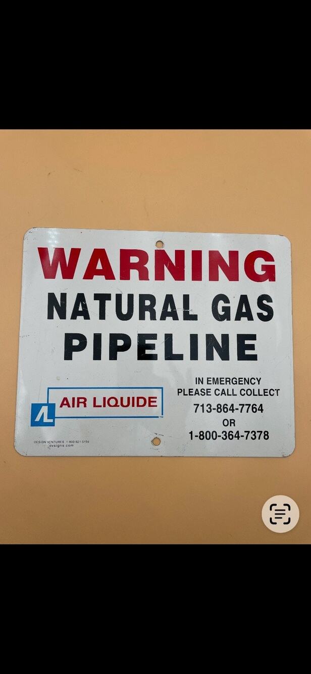 AIR LIQUIDE Warning NATURAL GAS Pipeline Sign White/ Blue Gas & Oil Advertising